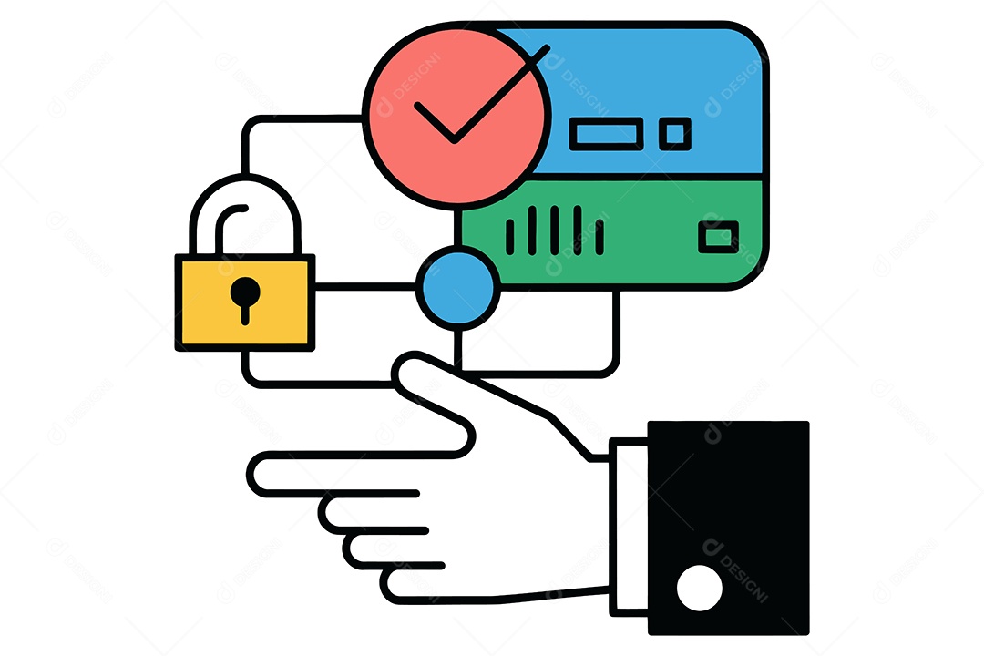 Mão com Ícone de Proteção de Dados Ilustração Vetor EPS + AI