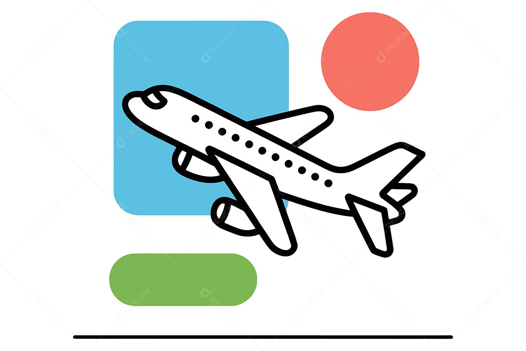 Avião Decolando Ilustração Vetor EPS + AI