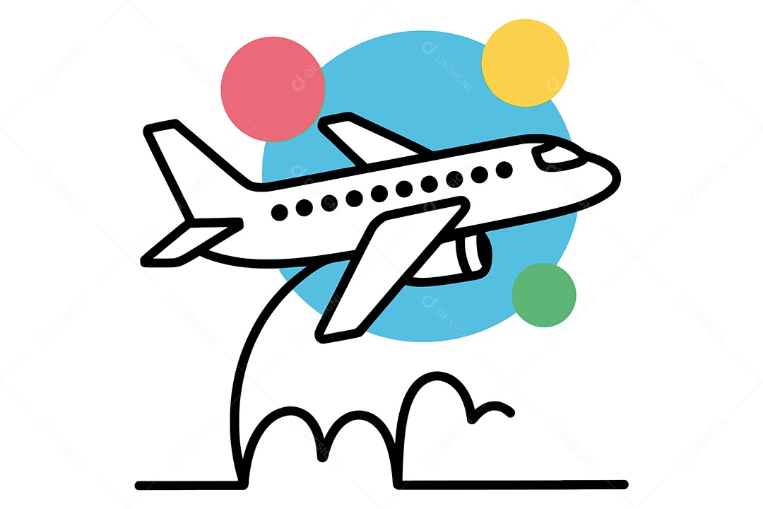 Avião Decolando Ilustração Vetor EPS + AI