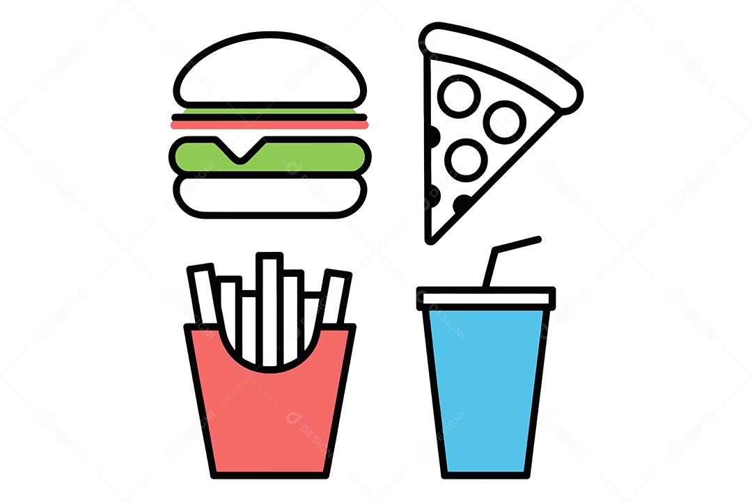 Conjunto de Comidas Ilustração Vetor EPS + AI