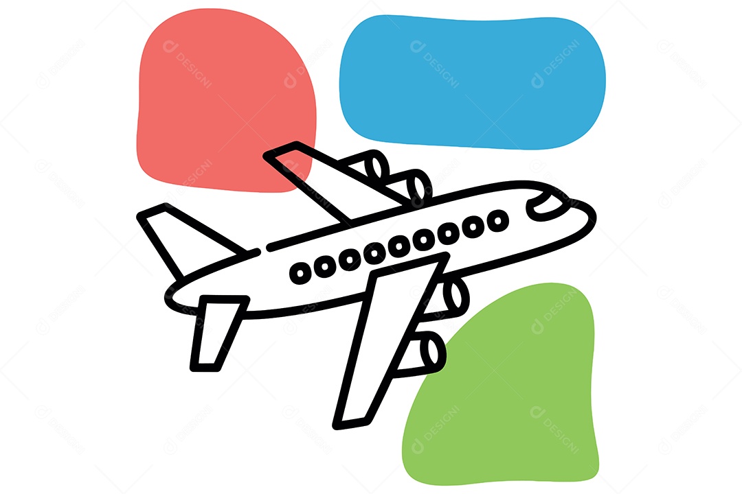 Avião Decolando Ilustração Vetor EPS + AI