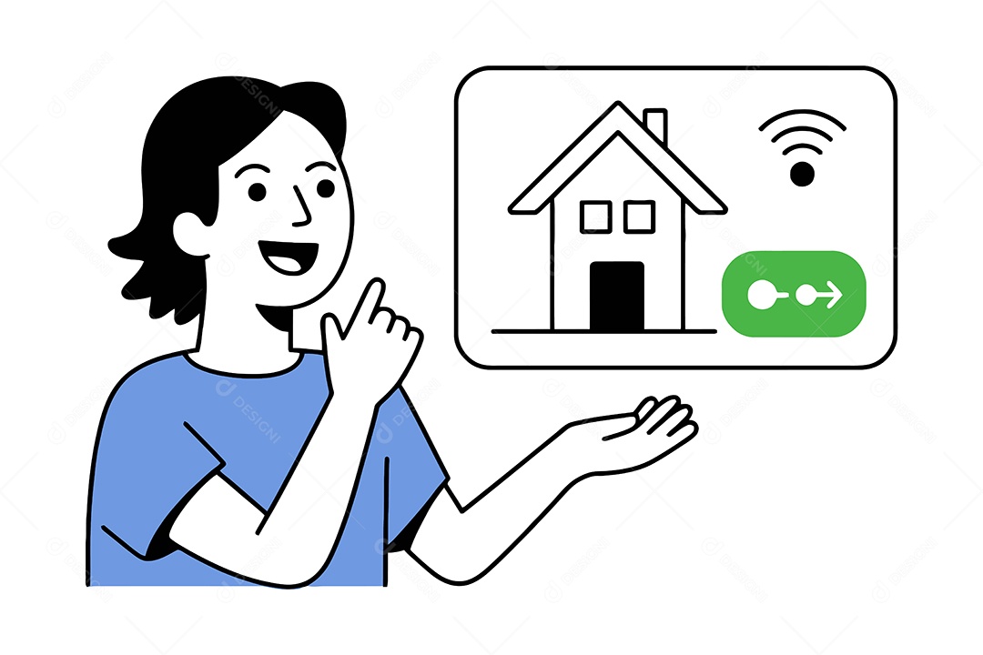 Pessoa Segurando um Ícone de Casa Inteligente Ilustração Vetor EPS + AI