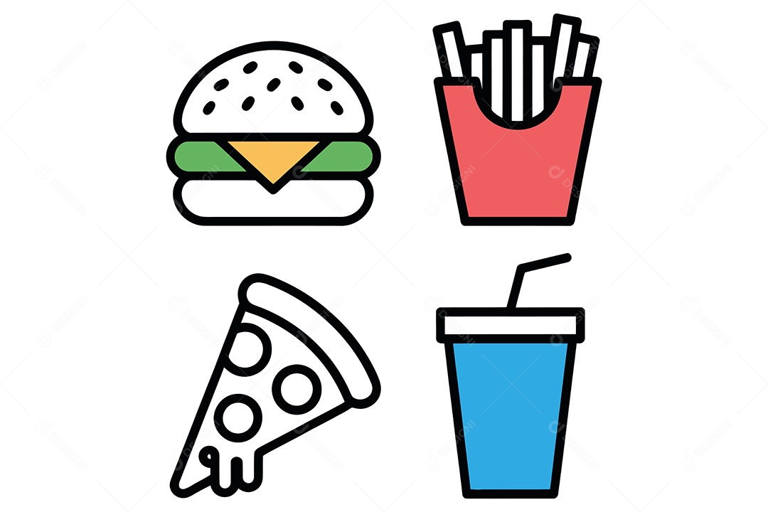 Conjunto de Comidas Ilustração Vetor EPS + AI