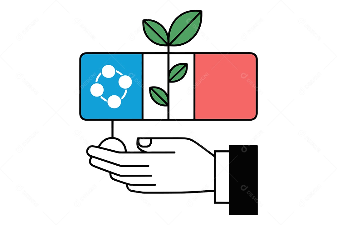 Mão e Simbolo de Ecologia Ilustração Vetor EPS + AI