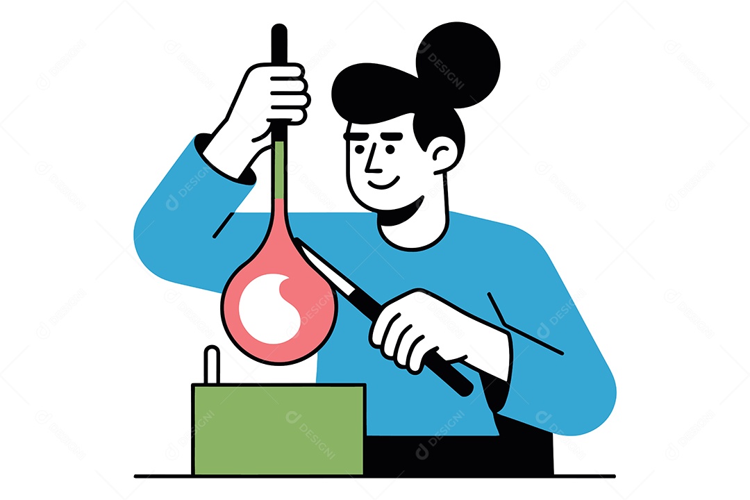 Personagem Realizando Experimentos em um Laboratório Ilustração Vetor EPS + AI