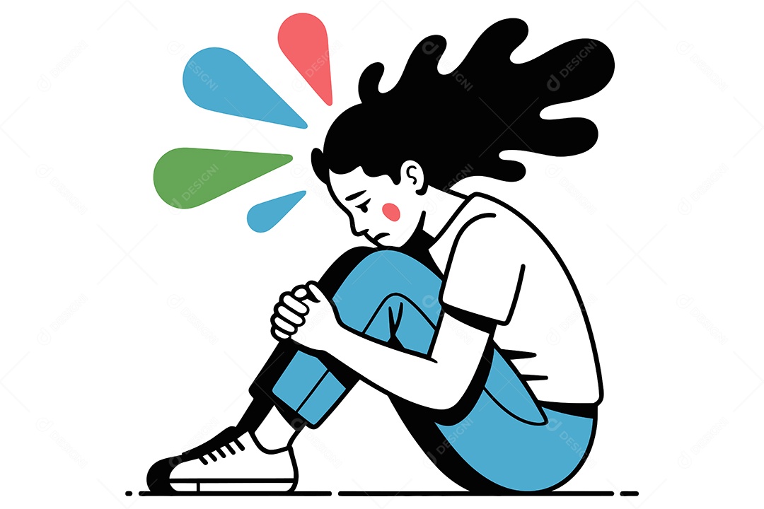 Mulher Sentada Ilustração Vetor EPS + AI