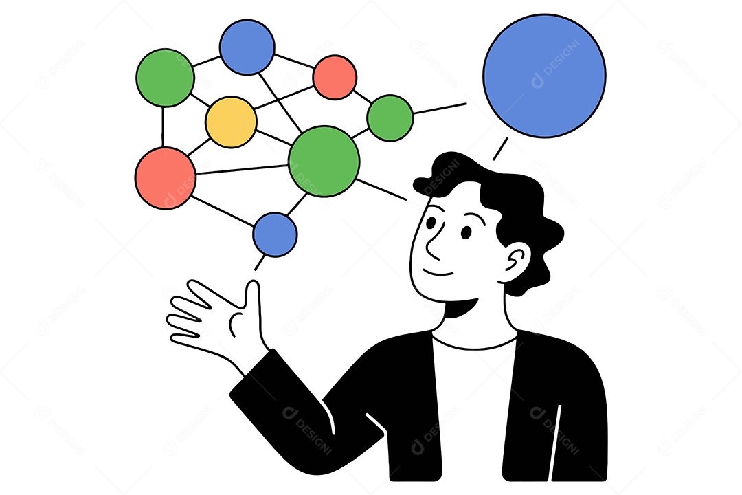 Homem com Mapa Mental Ilustração Vetor EPS + AI