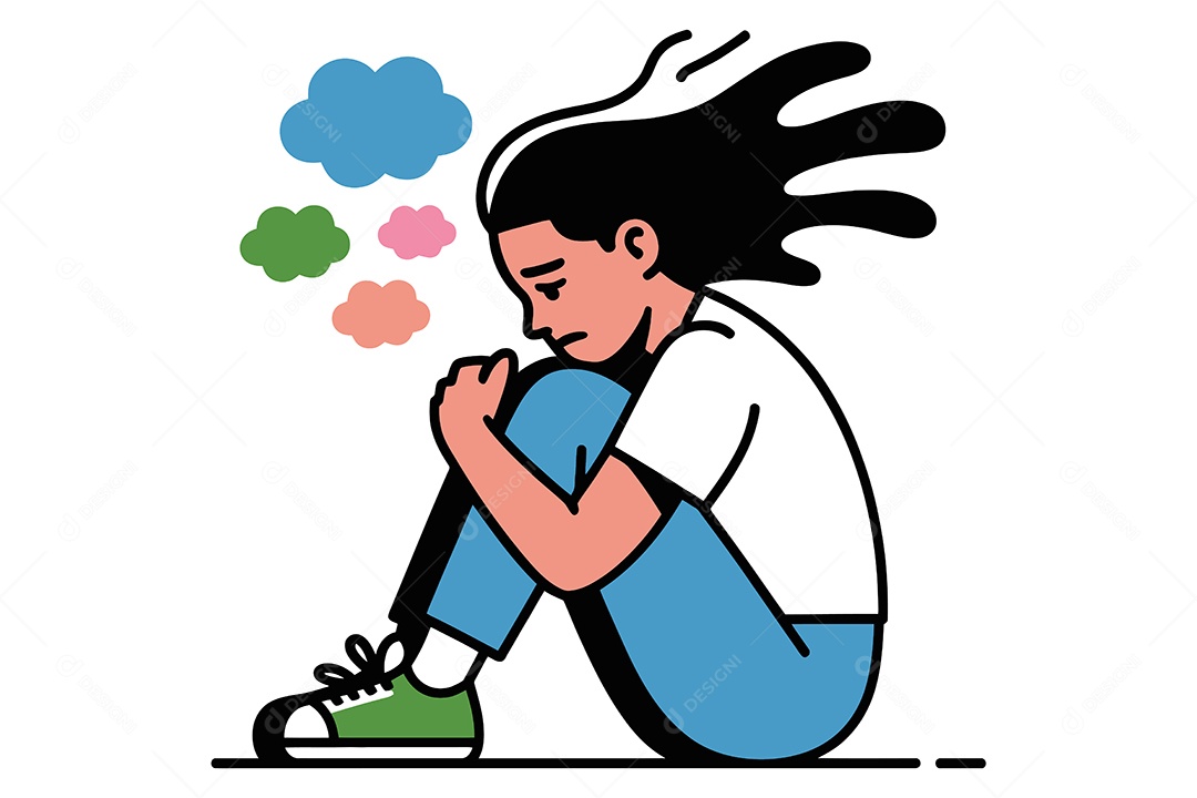 Mulher Sentada Ilustração Vetor EPS + AI