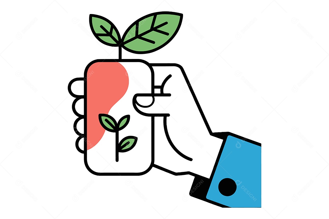 Mão Segurando uma Planta Ilustração Vetor EPS + AI