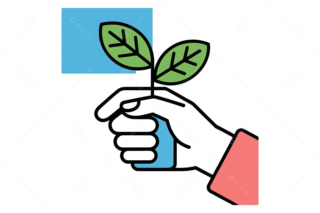 Mão Segurando uma Planta Ilustração Vetor EPS + AI