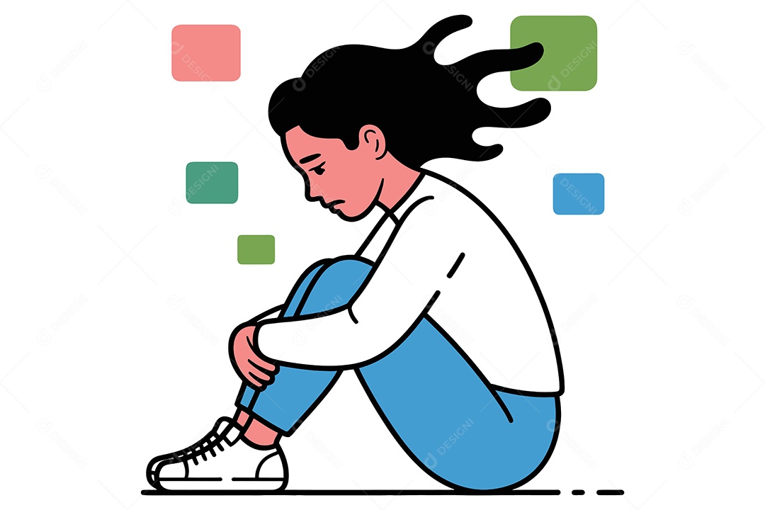 Mulher Sentada Ilustração Vetor EPS + AI