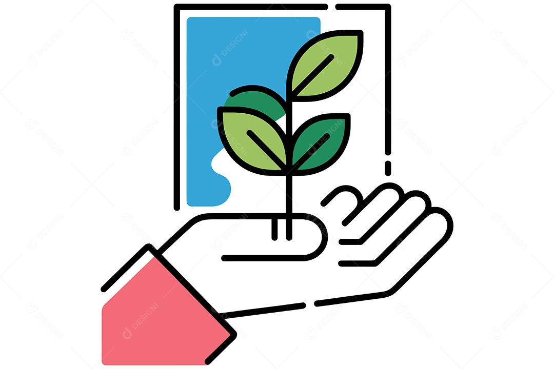 Mão Segurando uma Planta Ilustração Vetor EPS + AI