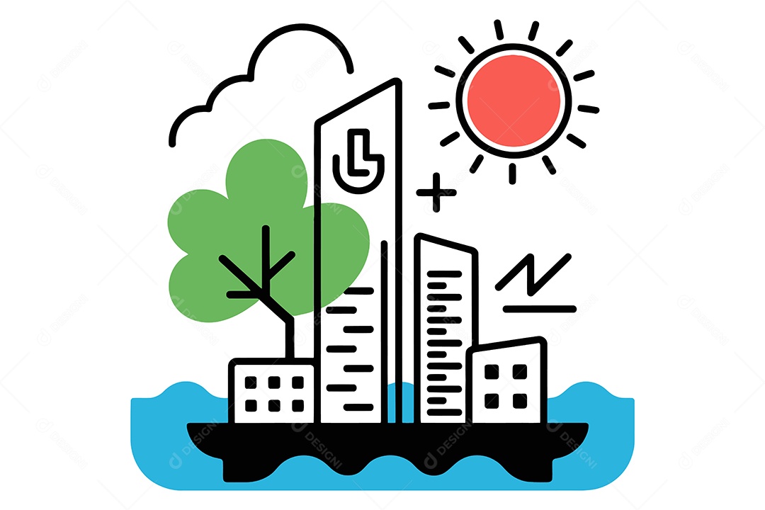 Paisagem de Cidade Inteligente Ilustração Vetor EPS + AI