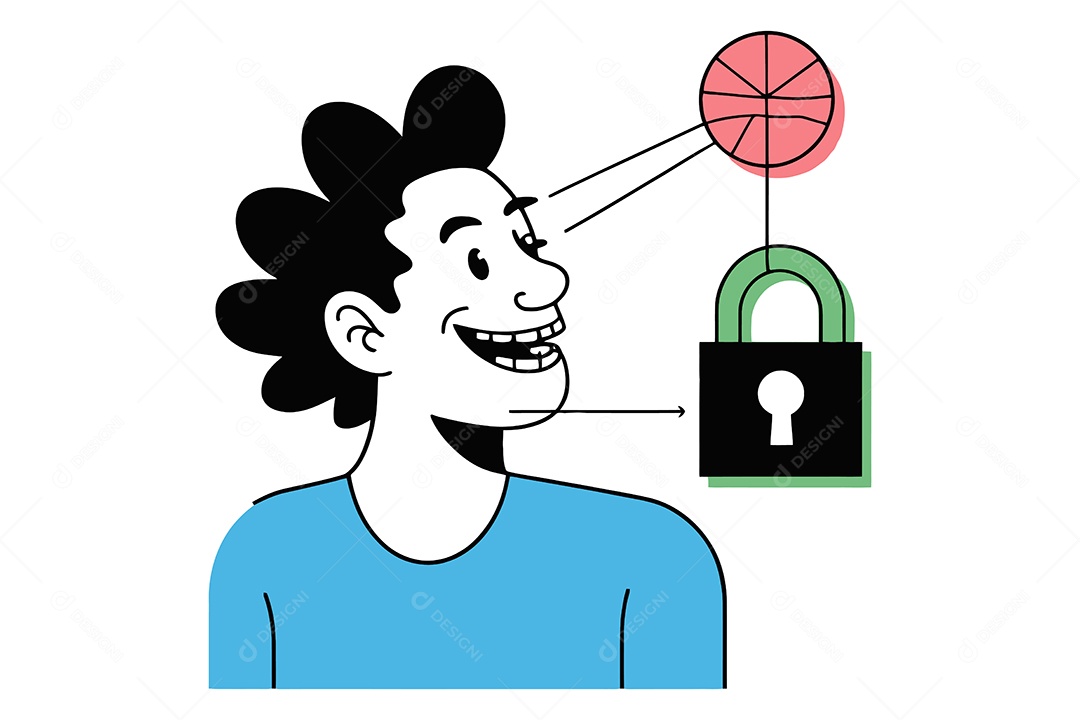 Homem Conceito de Foco e Segurança Ilustração Vetor EPS + AI