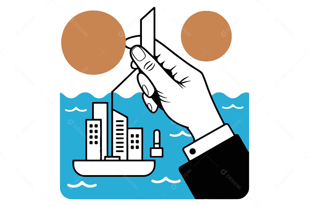 Mão e Paisagem Ilustração Vetor EPS + AI