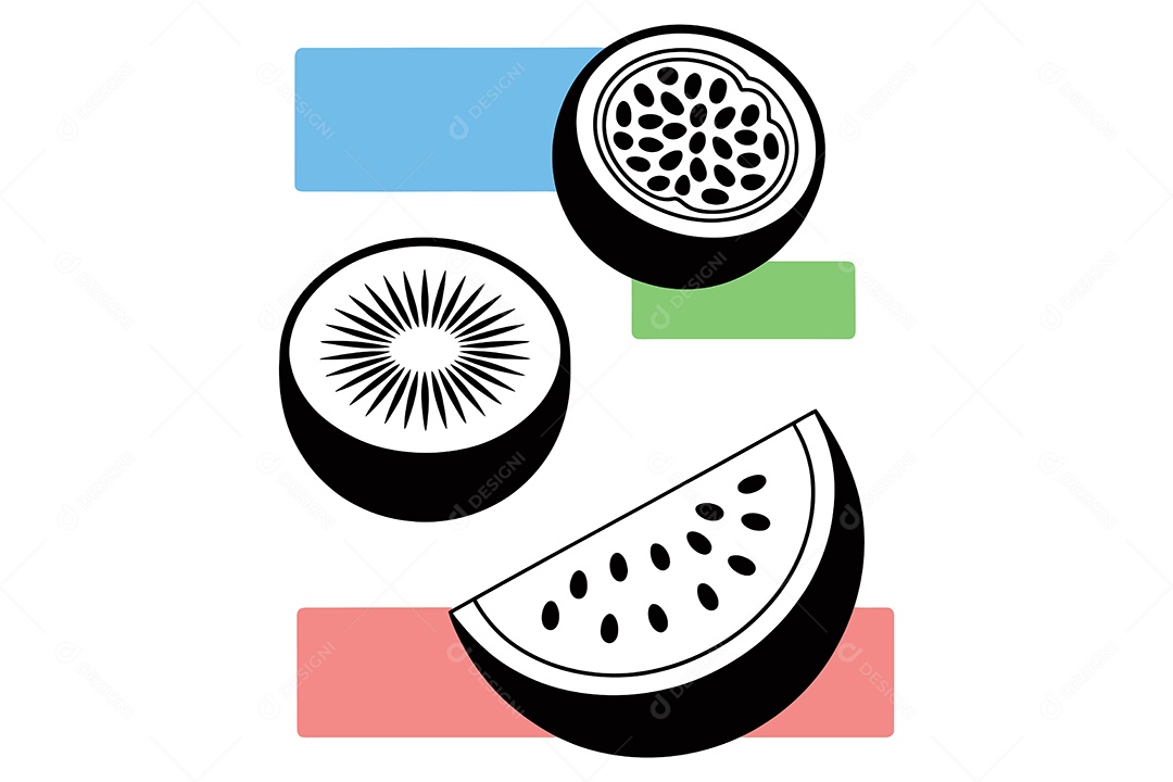 Conjunto de Frutas Desenho Animado Ilustração Vetor EPS + AI