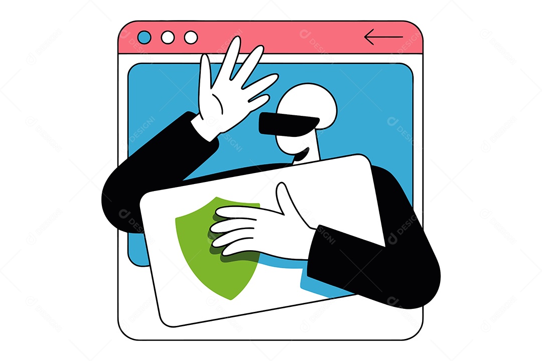 Pessoa Usando Óculos de Realidade Virtual Ilustração Vetor EPS + AI