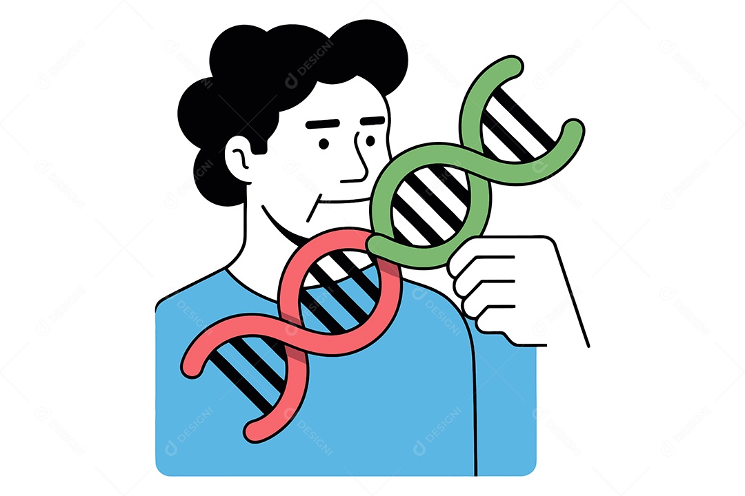 Homem Observando DNA Ilustração Vetor EPS + AI