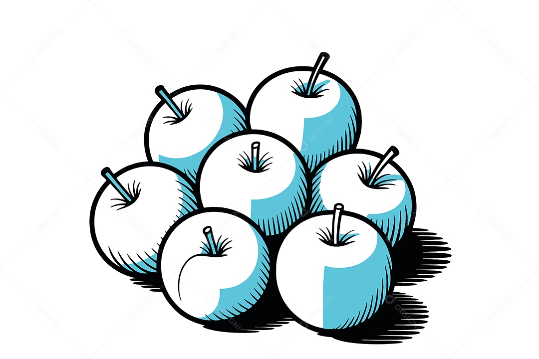 Conjunto de Maçãs Ilustração Vetor EPS + AI