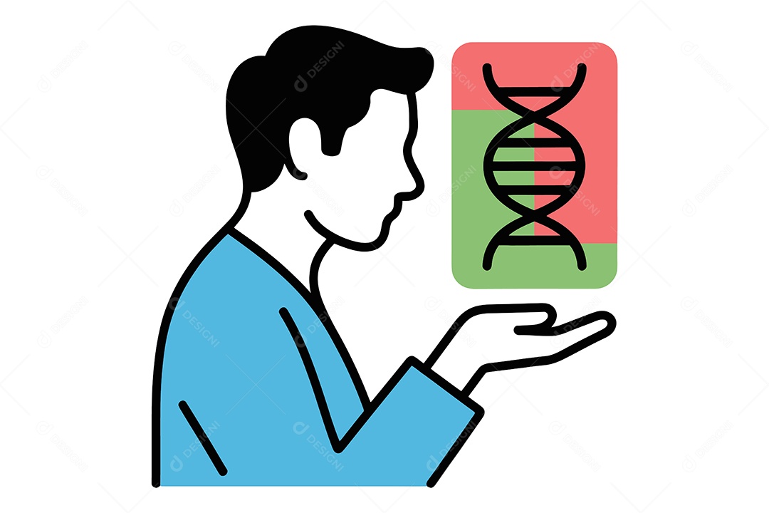 Homem Observando DNA Ilustração Vetor EPS + AI
