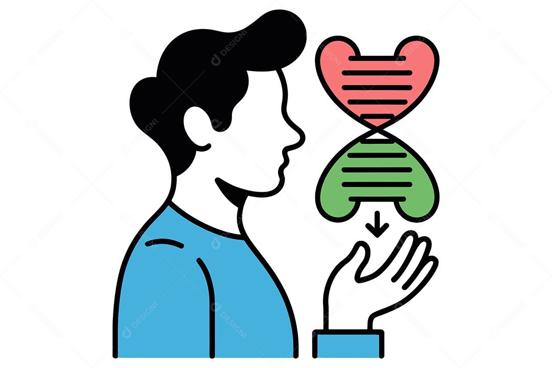 Homem Observando DNA Ilustração Vetor EPS + AI