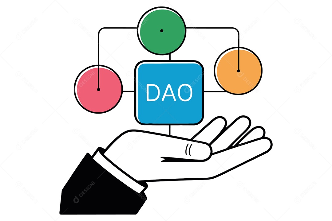 Mão com Ícone de Organização Autônoma Ilustração Vetor EPS + AI