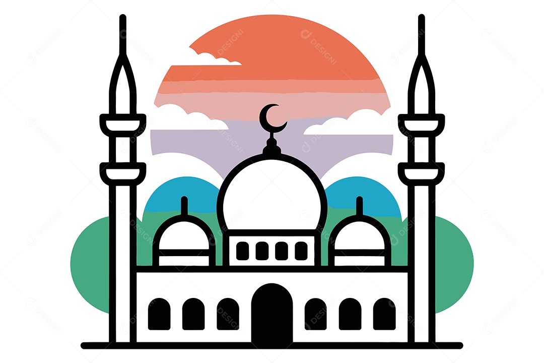 Uma Mesquita Ramadã Ilustração Vetor EPS + AI