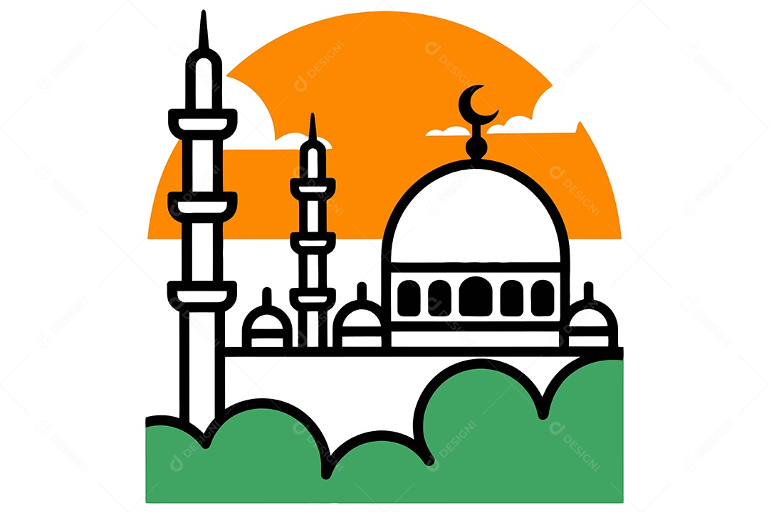Uma Mesquita Ramadã Ilustração Vetor EPS + AI