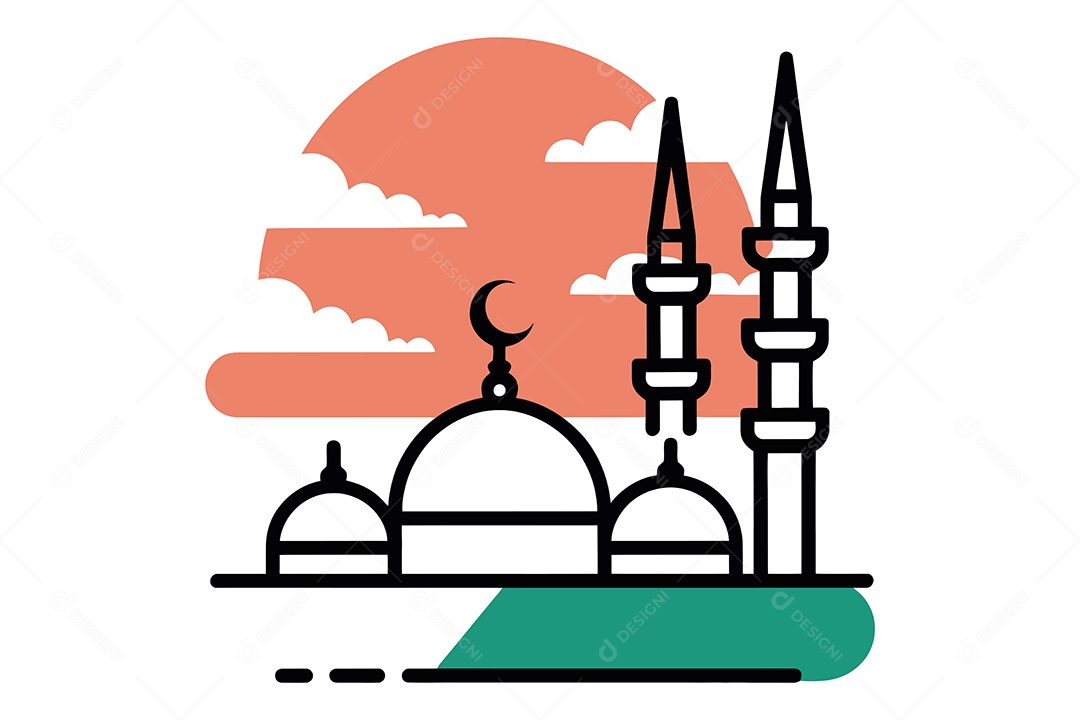 Uma Mesquita Ramadã Ilustração Vetor EPS + AI