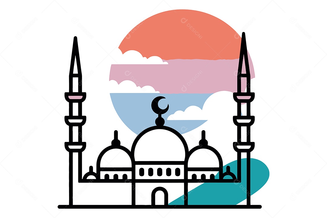 Uma Mesquita Ramadã Ilustração Vetor EPS + AI
