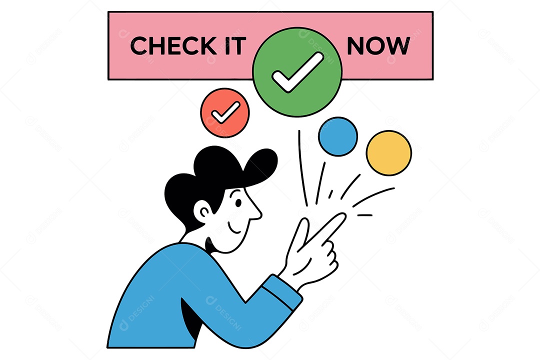 Personagem com Icones Ilustração Vetor EPS + AI