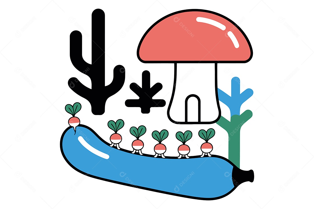 Conjunto de Legumes Desenho Animado Ilustração Vetor EPS + AI