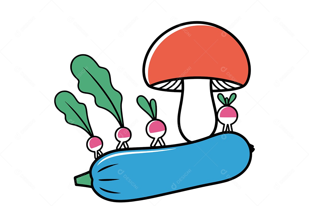 Conjunto de Legumes Desenho Animado Ilustração Vetor EPS + AI