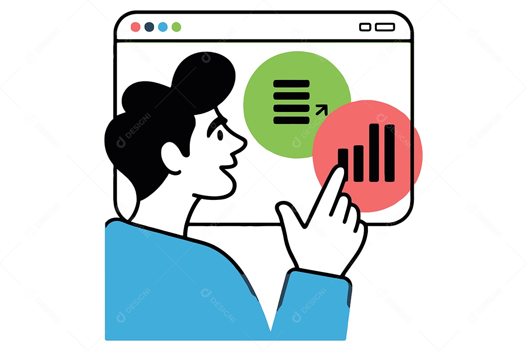 Homem Olhando Gráfico Ilustração Vetor EPS + AI