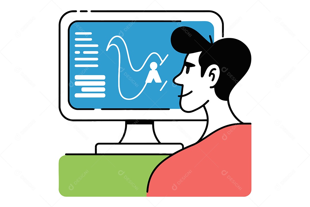 Homem Olhando Gráfico Ilustração Vetor EPS + AI