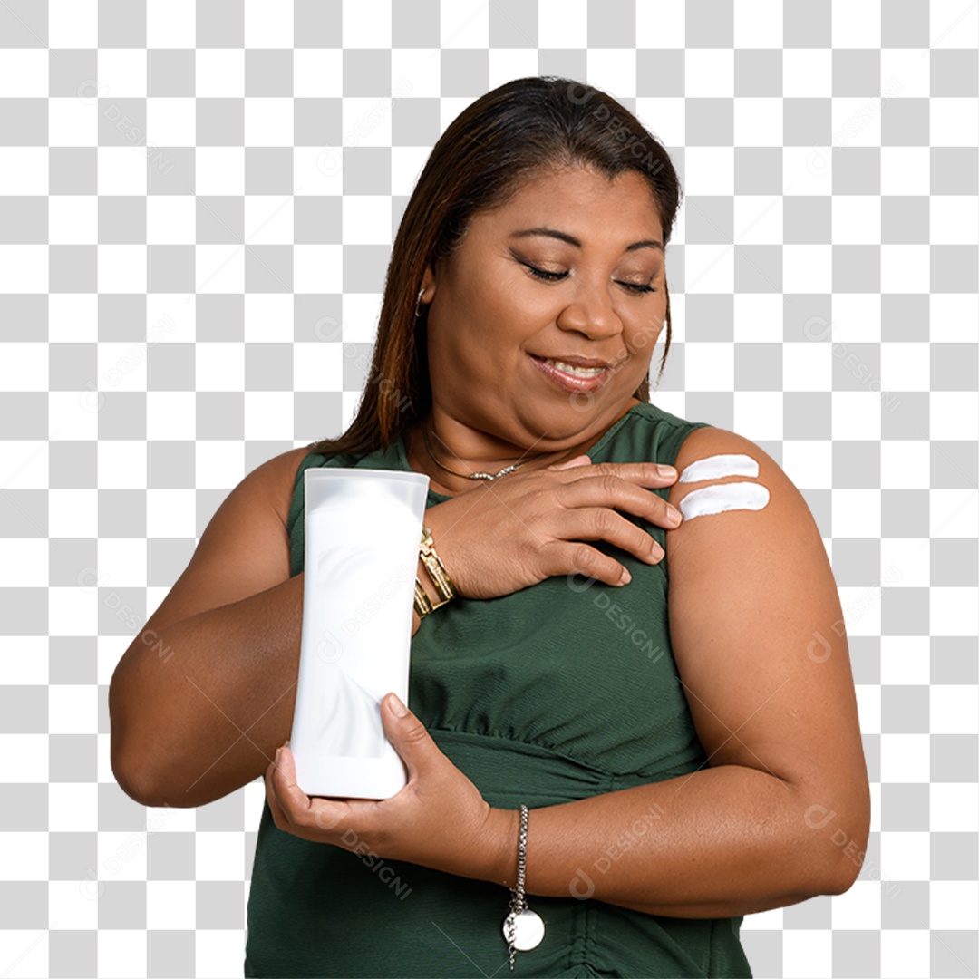 Mulher Morena Sorrindo Vacinada PNG Transparente