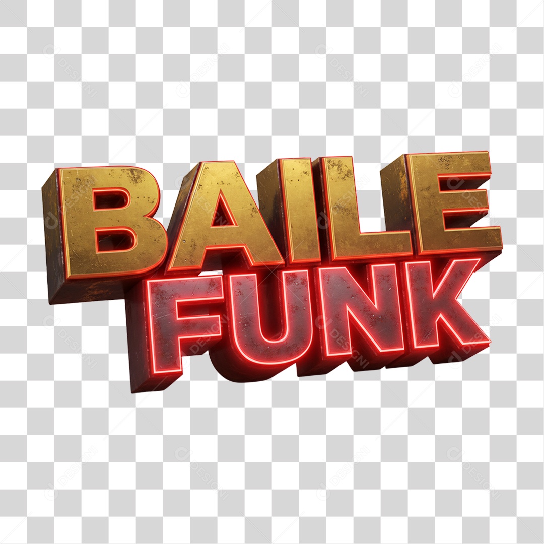 Texto 3D Baile Funk PNG Transparente