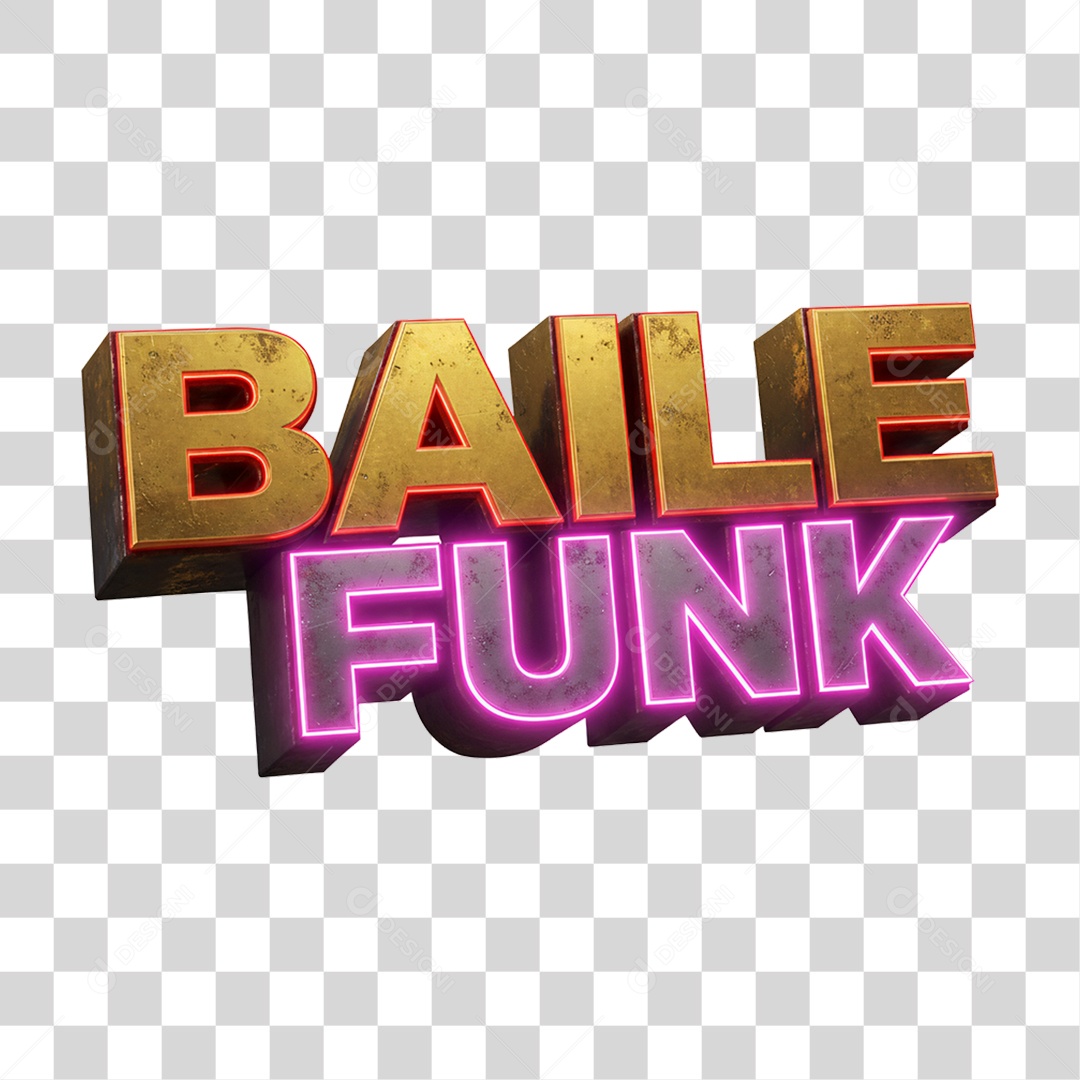 Texto 3D Baile Funk PNG Transparente