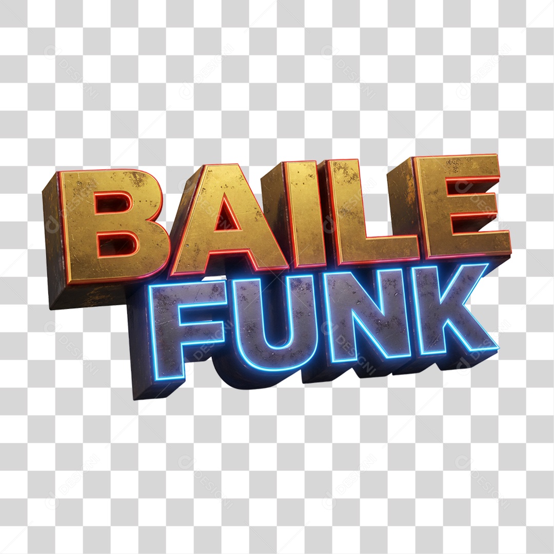 Texto 3D Baile Funk PNG Transparente