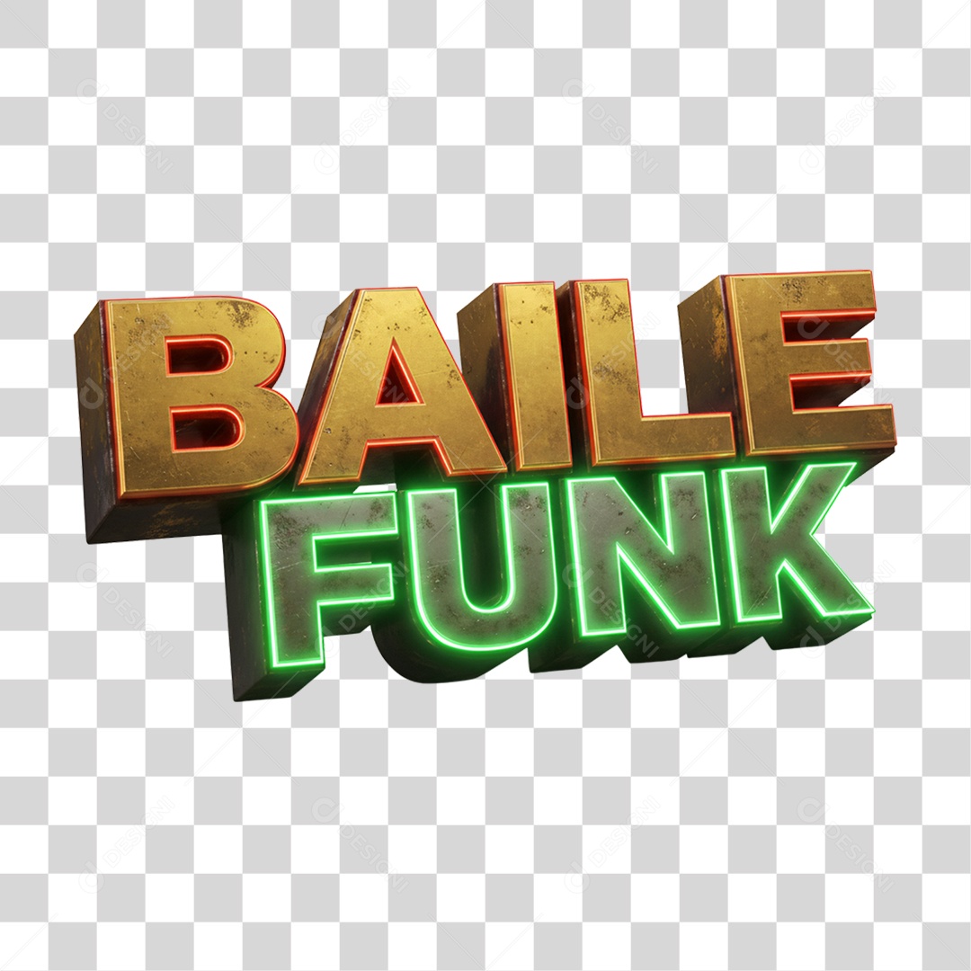 Texto 3D Baile Funk PNG Transparente