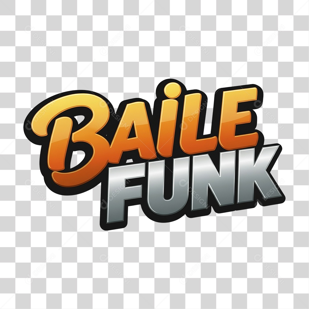 Texto 3D Baile Funk PNG Transparente