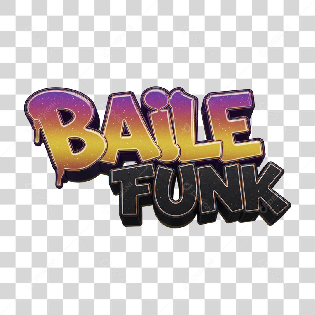 Texto 3D Baile Funk PNG Transparente