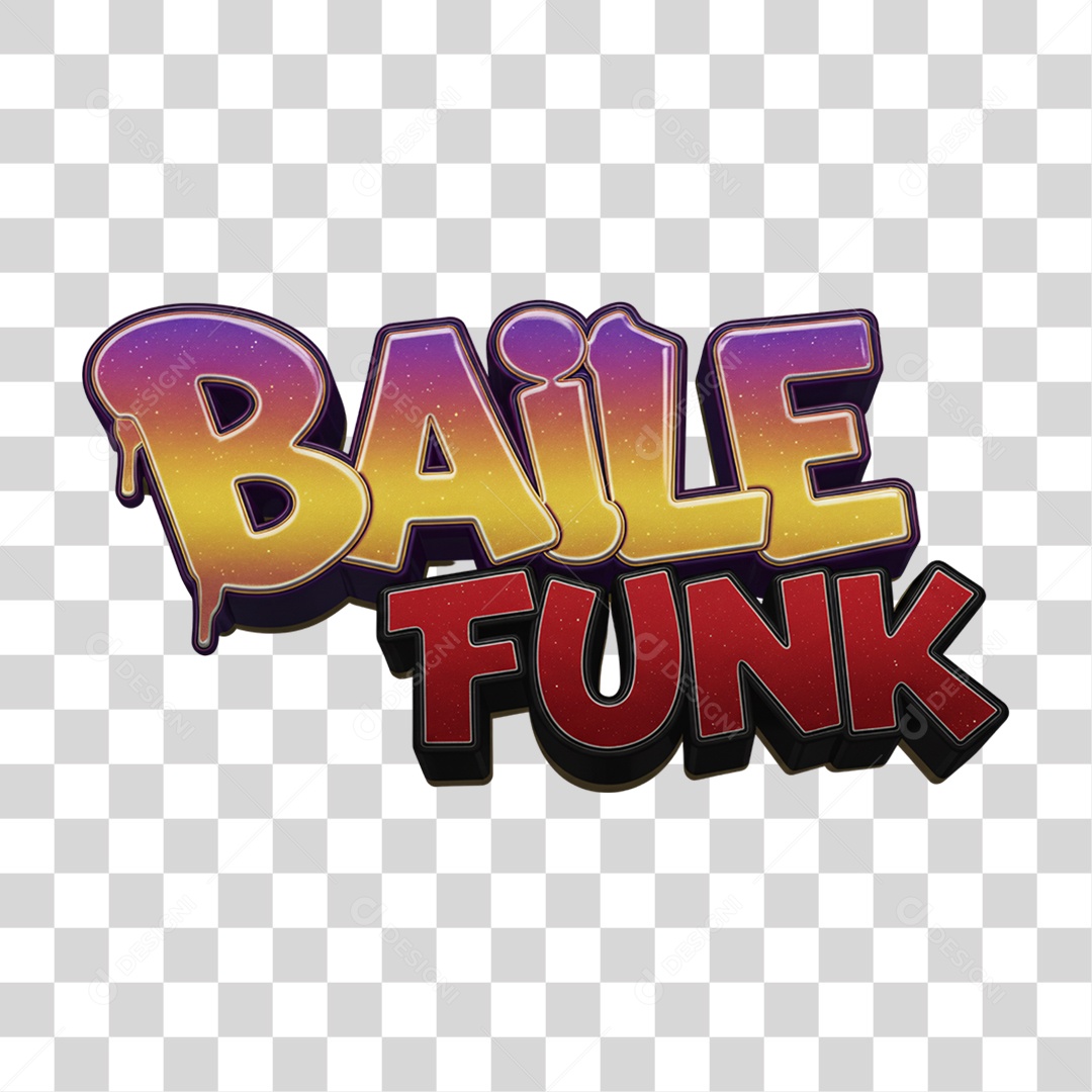 Texto 3D Baile Funk PNG Transparente