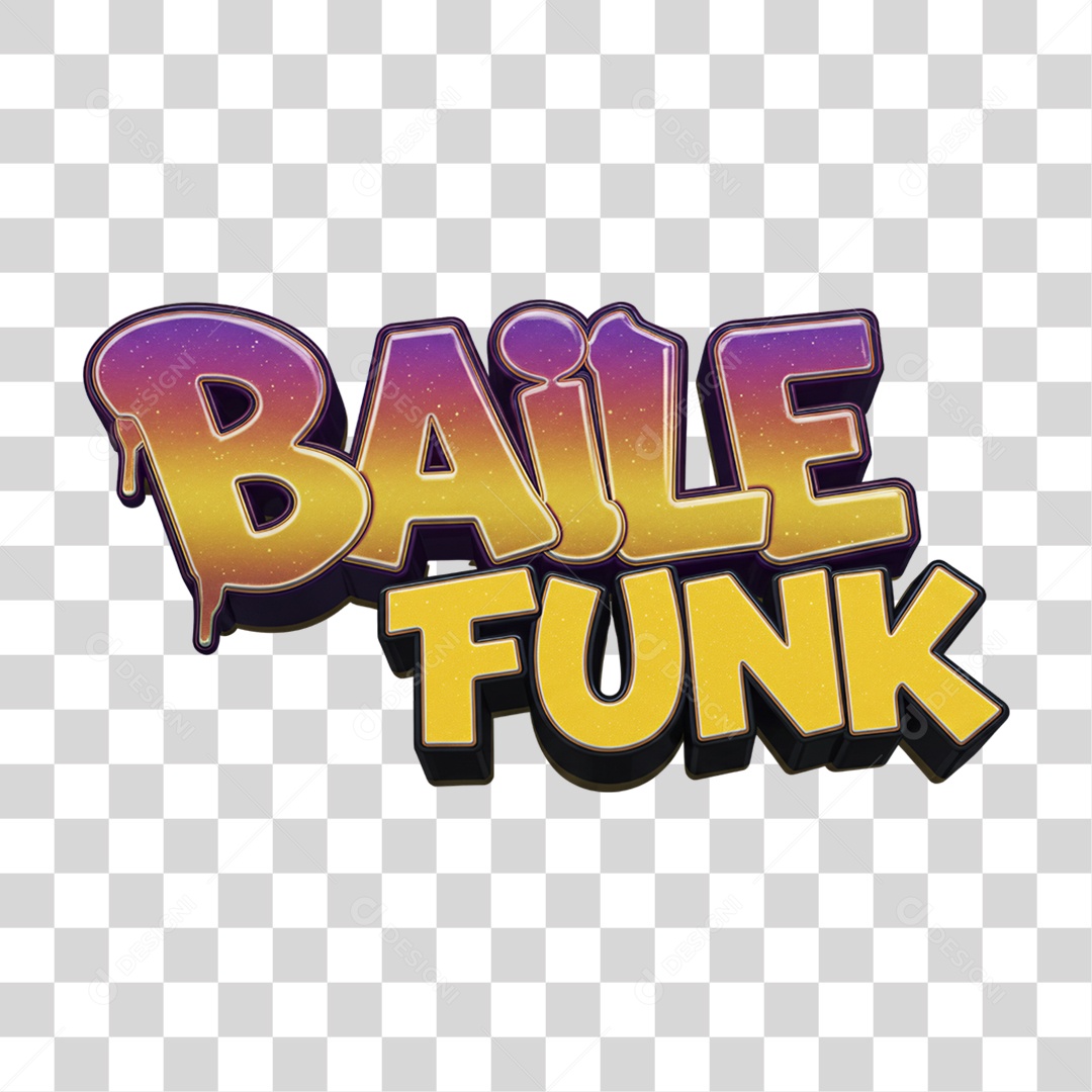 Texto 3D Baile Funk PNG Transparente