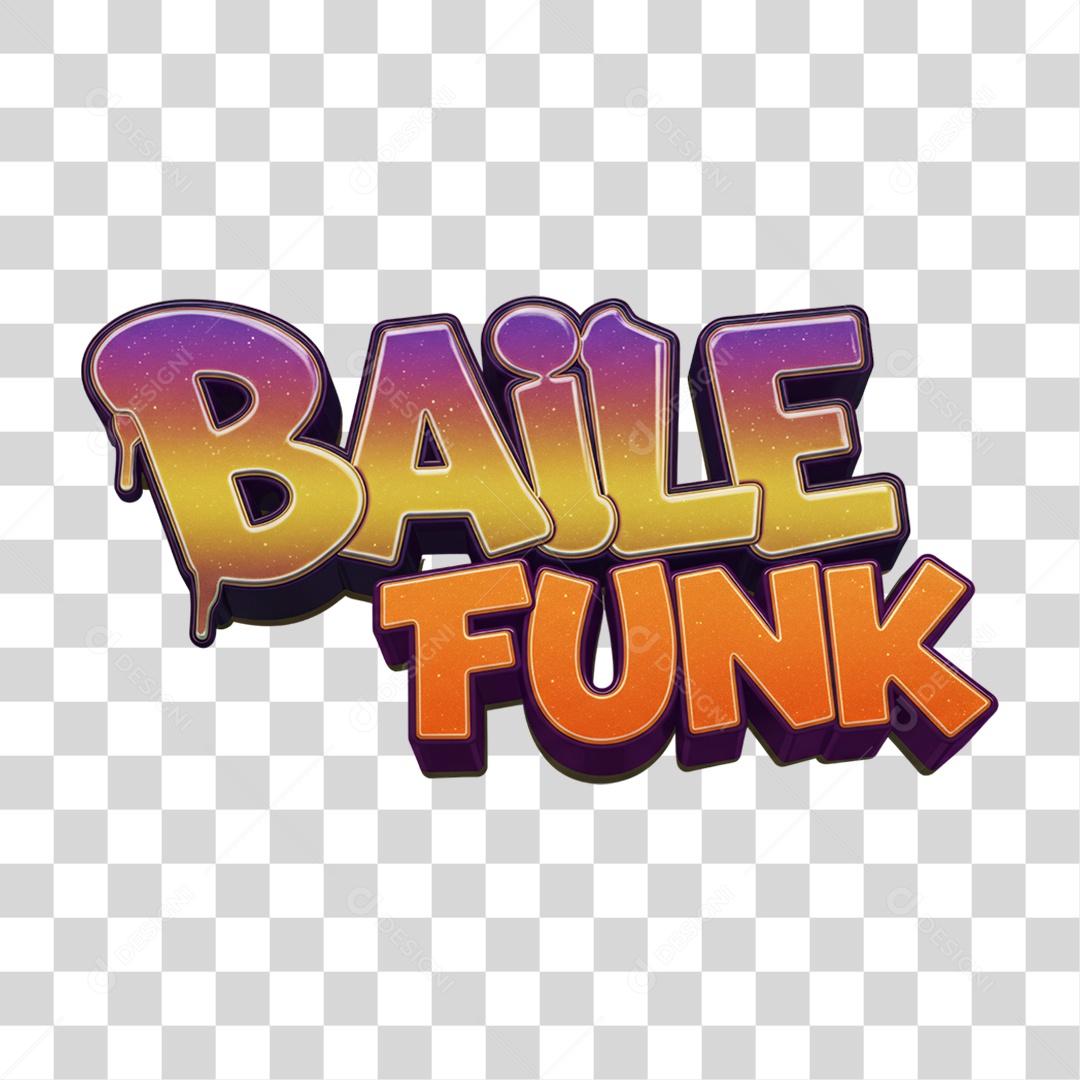 Texto 3D Baile Funk PNG Transparente