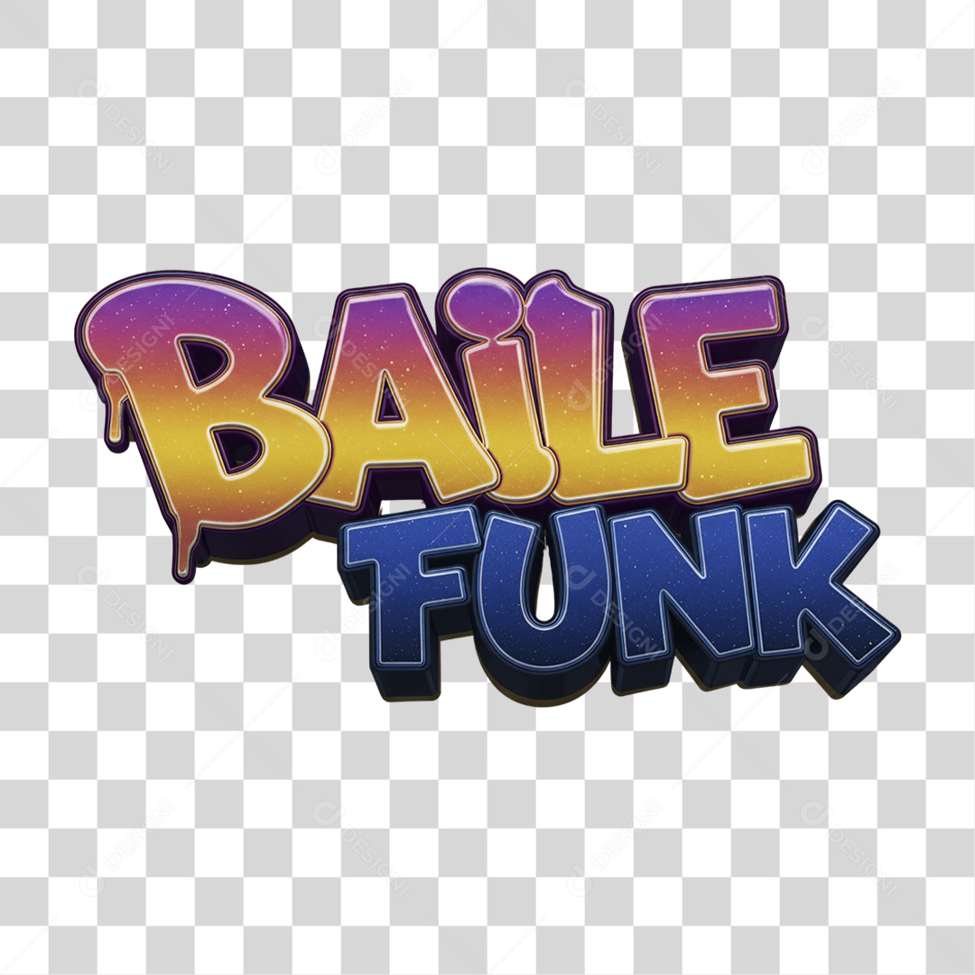 Texto 3D Baile Funk PNG Transparente