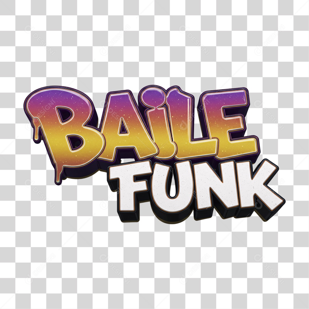 Texto 3D Baile Funk PNG Transparente