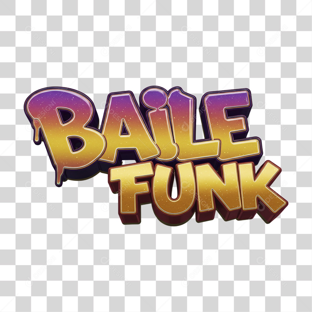 Texto 3D Baile Funk PNG Transparente