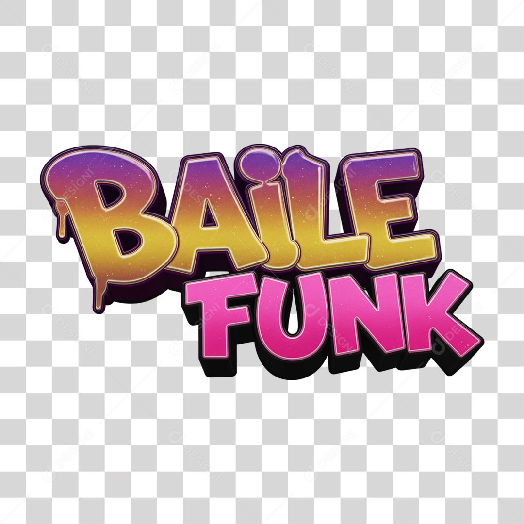 Texto 3D Baile Funk PNG Transparente