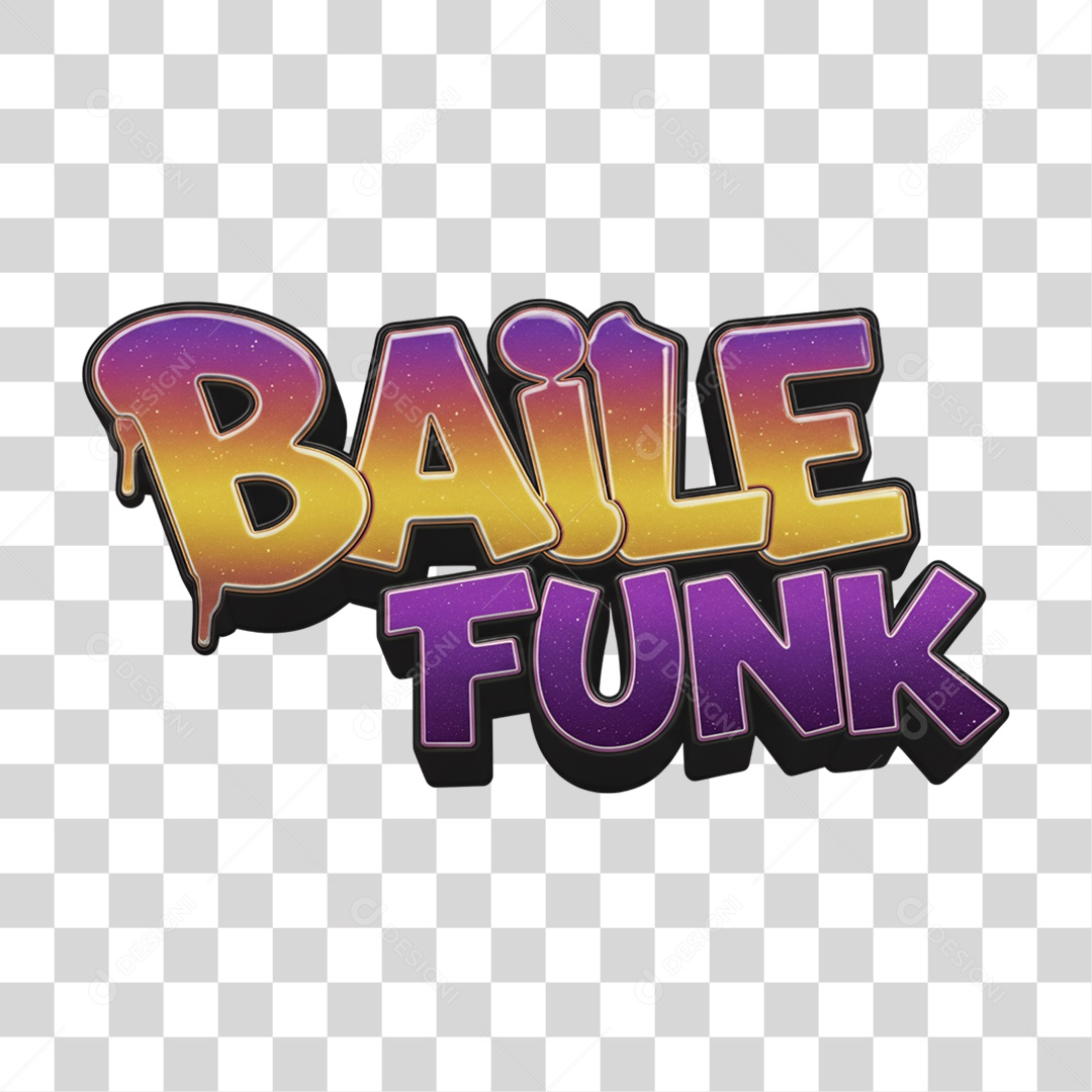 Texto 3D Baile Funk PNG Transparente